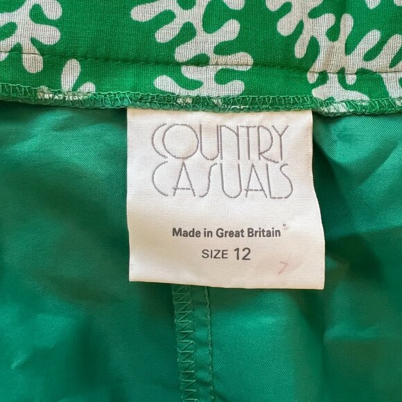Vintage Country Casuals green pattern voluminous midi skirt UK 12 - Picture 8 of 9